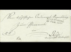 Bayern 1834, L2 Regensburg auf Brief n. Ascha LG Mitterfels