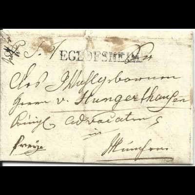 Bayern 1832, L1 EGLOFSHEIM auf franco Brief v. Ginkofen n. München