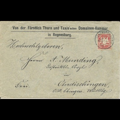 Bayern 1910, Brief der Thurn u. Taxis Domainan Kammer Regensburg