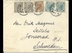 Österreich 1897, 10 Kr. Buntfrankatuur auf Brief v. Bad Gastein n. Schweden.