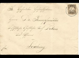 Bayern 1900, K1 Teisbach auf Brief m. 3 Pf. n. Loiching