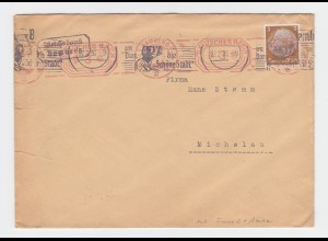 DR 1936, Mischfrankatur 3 Pf. Hindenburg+Franko Stpl. 3 Pf. auf Brief v. Bamberg