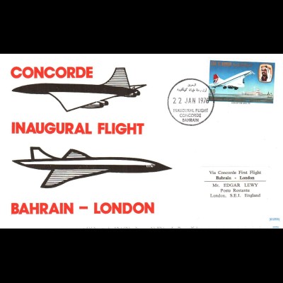 Bahrain London 1976, Concorde Erst Flug Brief. #2666