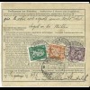DR 1927, 3x100+50+5 Pf. auf Paketkarte v. Remscheid m. Jugoslawien Steuermarke