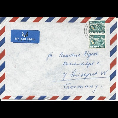 Kenya 1965, Paar 65 C.Pyrethrum Ernte auf Luftpost Brief. Insektizide!
