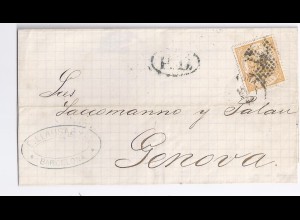 Spanien Italien 1874, 50 C. auf "P.D." Brief v. Barcelona. #760