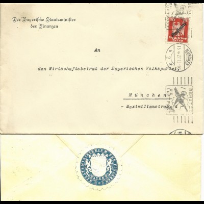 DR 1927, 10 Pf. Dienst auf Brief v. München m. rs. Ministerium Verschluss Siegel