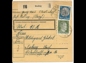 DR 1942, 80+5 Pf. auf Wert-Paketkarte v. RODING.