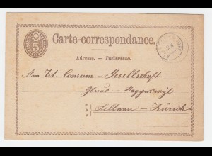 Schweiz 1875, Zwerg Stpl. ALTSTETTEN auf 5 C. Ganzsache 