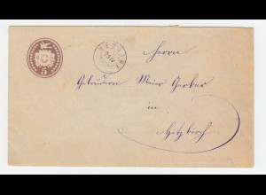 Schweiz 1877, Zwerg Stpl. NEUDORF auf 5 C. Ganzsache Brief