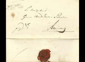 Württemberg 1846, L2 ROTTWEIL auf Franko Brief n. Alpirsbach