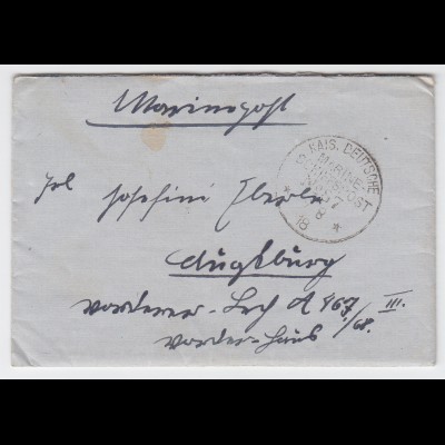 DR 1918, WK I Dt. Marine Schiffspost No87, Brief v. SMS Kurfürst n. Bayern #2285