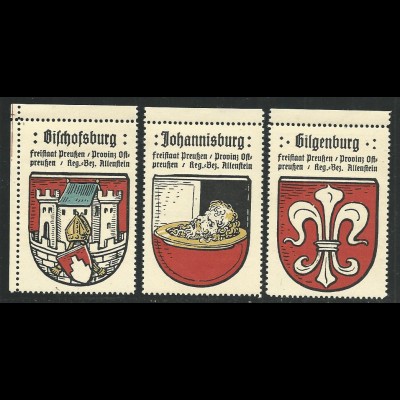 Preussen Wappen Bischofsburg Johannisburg Gilgenbuerg 3 Ostpreussen Sammelmarken