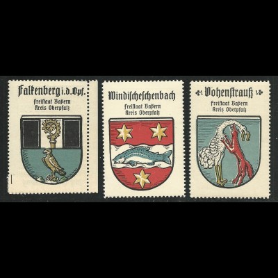 Bayern, Falkenberg, Windischeschenbach, Vohenstrauß, 3 Oberpfalz Sammelmarken