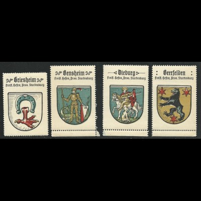 Hessen, Griesheim, Bensheim, Dieburg, Beerfelden, 4 Pr. Starkenburg Sammelmarken