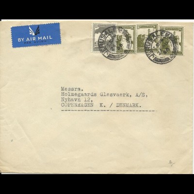 Palestina 1946, Luftpost Brief m 4 Marken v. Jerusalem n. Dänemark. #569