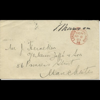 GB 1903, rot London Official Paid 16 auf Dienst Brief m. Namensstempel. #645