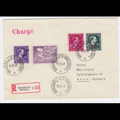 Belgien 1947, -10% van Aker Überdrucke auf Einschreiben Brief i.d. Schweiz #2564