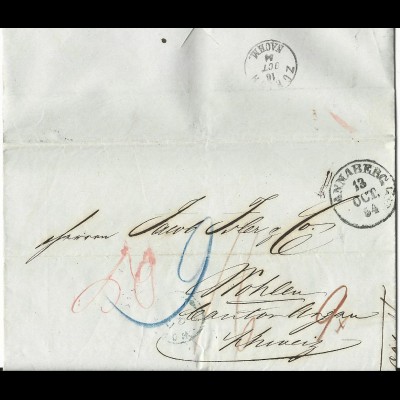 Sachsen 1854, K1 ANNABERG auf Porto Brief i.d. Schweiz