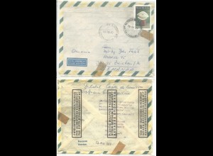 DDR 1977, Berlin Postautomation, beschädigter u. neu verpackter Brasilien Brief
