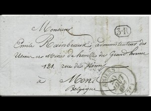 Frankreich 1846, AMIENS u. 3.R auf Brief n. Mons, Belgien