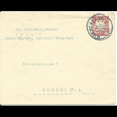 Bayern PU 5 A5, 10 Pf. Privat Ganzsache Brief 1899 v. München 37 n. Dresden