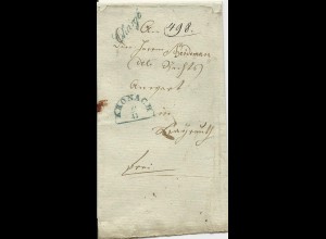 Bayern 1845, HKS Kronach u. L1 Chargé je in blau auf Brief n. Bayreuth. #2522