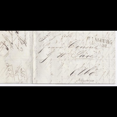 Hamburg Finnland 1840, Brief m. rückseitigen Portovermerken. #1696