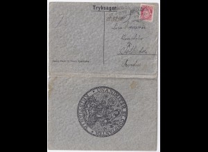 Norwegen Schweden 1917, EF 10 öre auf Auslands Drucksache v. Kristiania. #1670